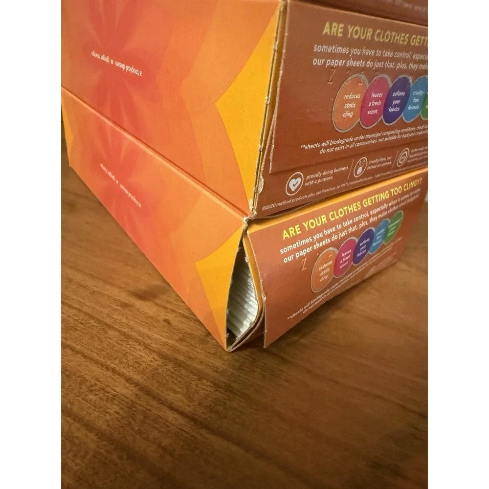 (3) New Method Paper Dryer Sheets - Ginger Mango - 80 Sheets Each Discontinued